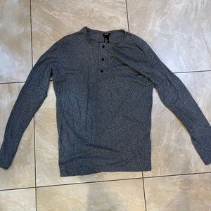 H&M Gray Long Sleeve Henley Tee Shirt